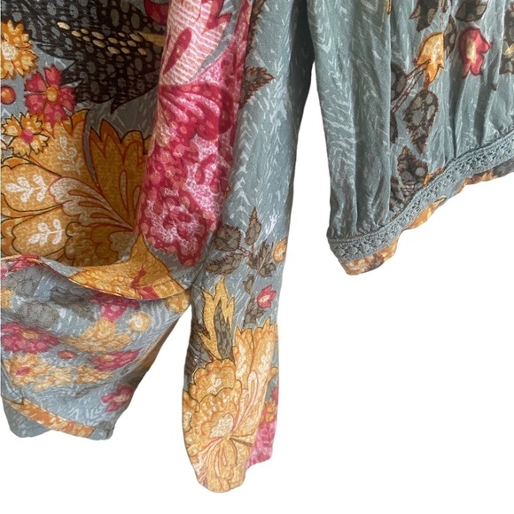 Soft Surroundings Boho‎ Floral Embellished Collar Tunic Size XS EUC Oversized - Picture 6 of 7